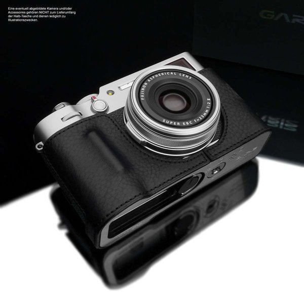 GARIZ Kamera-Ledertasche Schwarz für Fujifilm X-100V Modell: HG-CHX100VBK