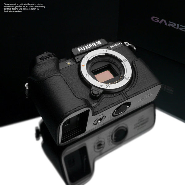 GARIZ Kamera-Ledertasche Schwarz für Fujifilm X-S10 Modell: XS-CHXS10BK