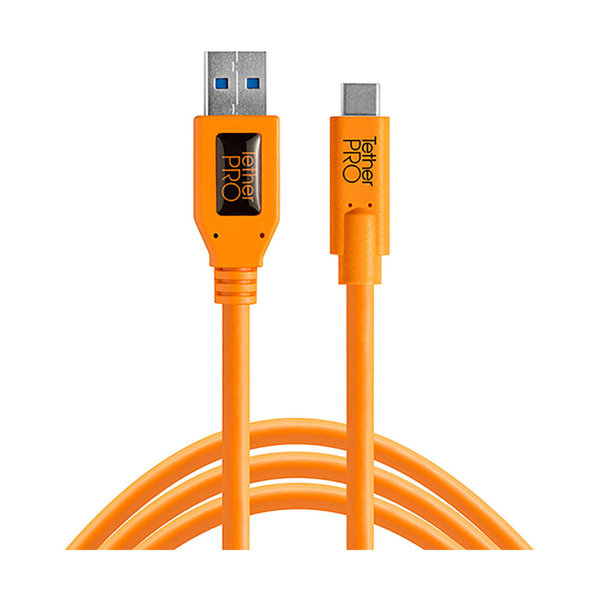 Tether Tools TetherPro USB-Datenkabel für USB 3.0 an USB-C - 4,6 Meter Länge, gerader Stecker orange
