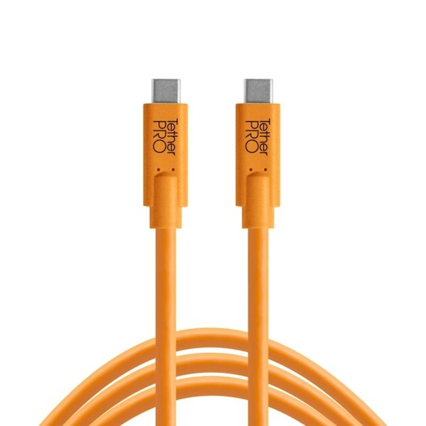 Tether Tools TetherPro USB-Datenkabel für USB-C auf USB-C - 4,6 Meter Länge, gerader Stecker orange