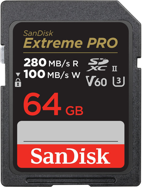 SanDisk Extreme PRO 64GB SDXC-Speicherkarte 280MB/s V60 UHS II